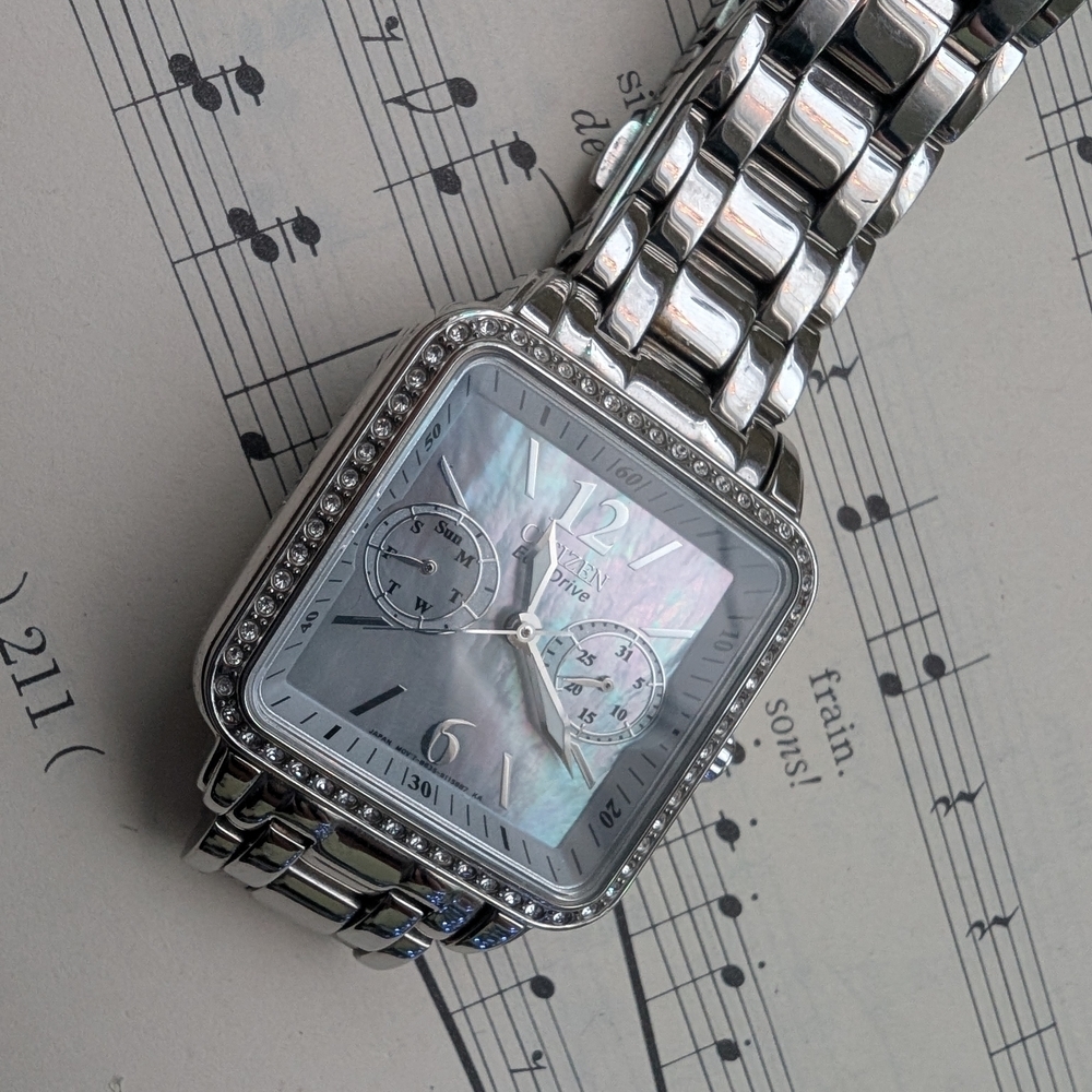 Citizen Mother Of Pearl Eco Drive Silver Square Watch - Picture 6 of 17